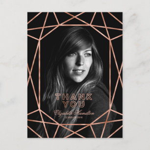 Chique roze gouden folie afstudeer bedank foto briefkaart