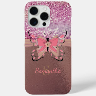 Chique Roze Gouden Folie Glitterige Meisjesachtige iPhone 15 Pro Max Hoesje