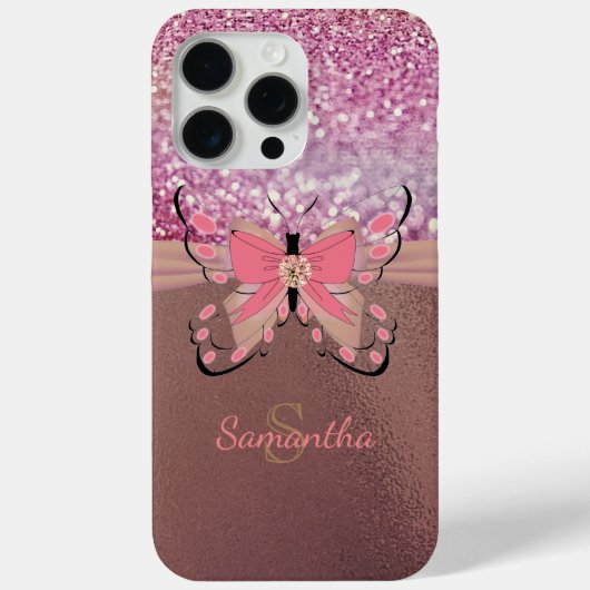 Chique Roze Gouden Folie Glitterige Meisjesachtige Case-Mate iPhone Case (Achterkant)