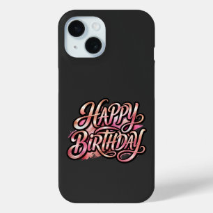 Chique Roze Gouden Gelukkig Verjaardag Glitter Typ iPhone 15 Case