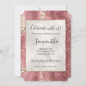 Chique roze gouden glam luipaard print kaart (Voorkant)