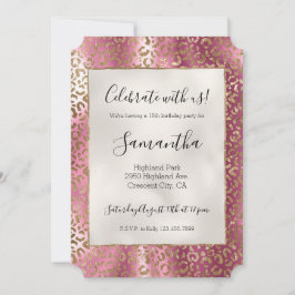 Chique roze gouden glam luipaard print kaart