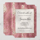 Chique roze gouden glam luipaard print kaart (Voorkant / Achterkant)
