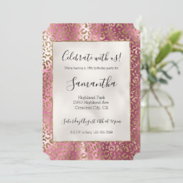 Chique roze gouden glam luipaard print kaart