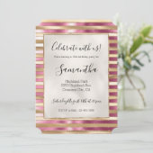 Chique roze gouden glam strepen kaart (Staand voorkant)