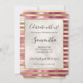 Chique roze gouden glam strepen kaart (Voorkant)
