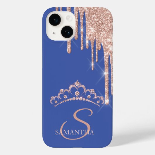 Chique roze gouden glinsterende druppels diamanten Case-Mate iPhone case (Achterkant)