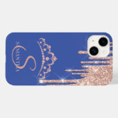 Chique roze gouden glinsterende druppels diamanten Case-Mate iPhone case (Achterkant (horizontaal))