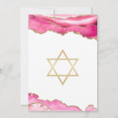 Chique Roze Gouden Glitter Agate Bat Mitzvah Kaart (Achterkant)