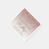 Chique Roze Gouden Glitter Drip Afstudeerfeest Servet (Hoek)