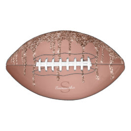 Chique Roze Gouden Glitter Druppels Glans Monogram American Football