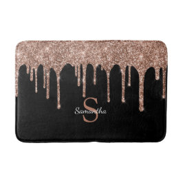 Chique Roze Gouden Glitter Druppels Glans Monogram Badmat