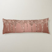 Chique Roze Gouden Glitter Druppels Lichaamskussen (Achterkant)