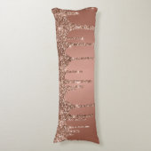 Chique Roze Gouden Glitter Druppels Lichaamskussen (Voorkant Verticaal)
