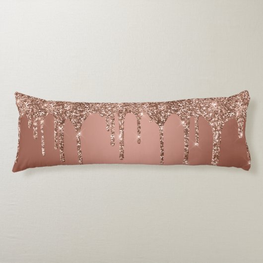 Chique Roze Gouden Glitter Druppels Lichaamskussen (Voorkant)
