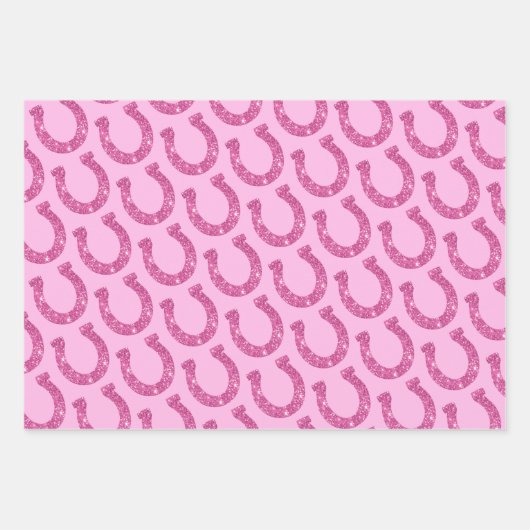  chique roze gouden glitter Hoefijzer Inpakpapier Vel (Voorkant 2)