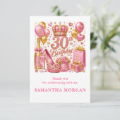 Chique Roze Gouden Glitters Confetti 30e Bedankt (Staand voorkant)