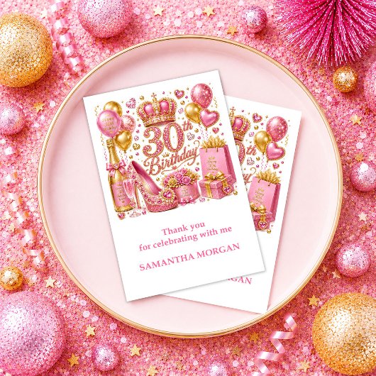 Chique Roze Gouden Glitters Confetti 30e Bedankt