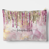 Chique roze gouden glitters glazuur monogram etui (Achterkant)