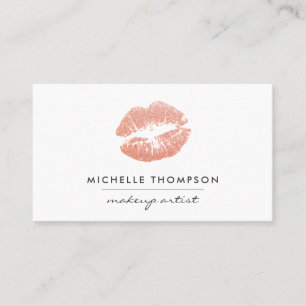 Chique Roze Gouden Lippen Make-up Artiest Visitekaartje