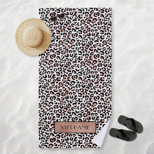 Chique roze gouden luipaardprint Persoonlijk Strandlaken