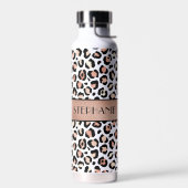 Chique roze gouden luipaardprint Persoonlijk Waterfles (Links)