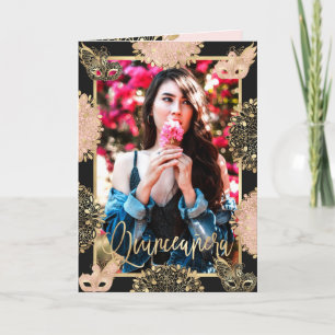 Chique roze gouden maskerade masker Español Quince