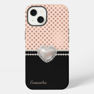 Chique roze gouden stippen en parels iPhone 13 hoesje