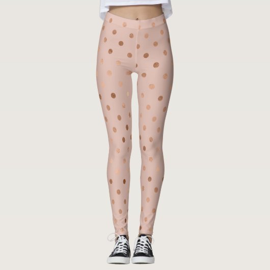 Chique Roze Gouden Stippen Patroon Leggings (Voorkant)