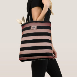 Chique roze gouden strepen tote tas