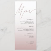 Chique Roze Gouden Trouw Diner Menu (Voorkant)