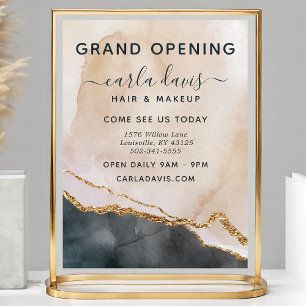 Chique Roze & Gouden Waterverf Salon Grand Opening Flyer