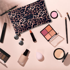 Chique roze gouden zwarte luipaardprint met monogr etui