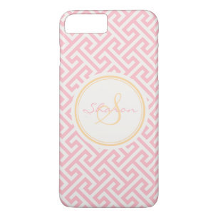 Chique roze Griekse sleutel geometrisch patroon mo iPhone 8/7 Plus Hoesje