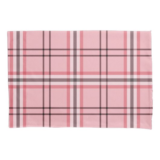 Chique Roze & Grijs Geruit Modepatroon Kussensloop (Voorkant)