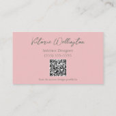 Chique Roze & Groen Land Bloemen QR Code Visitekaartje (Achterkant)