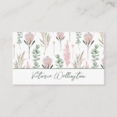 Chique Roze & Groen Land Bloemen QR Code Visitekaartje (Voorkant)