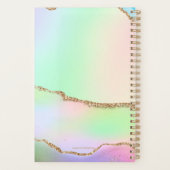 Chique roze groene pastel gouden glitter monogram planner (Achterkant)
