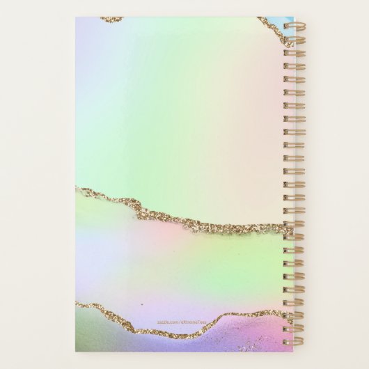 Chique roze groene pastel gouden glitter monogram  planner (Achterkant)