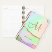Chique roze groene pastel gouden glitter monogram planner (Display)