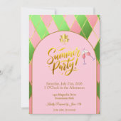 Chique Roze Groene Zomerfeest Uitnodiging (Voorkant)
