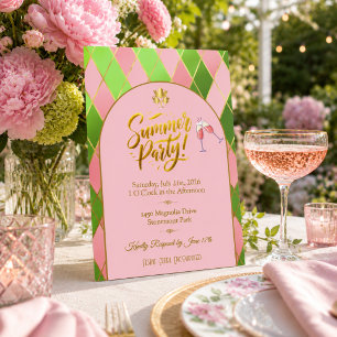 Chique Roze Groene Zomerfeest Uitnodiging