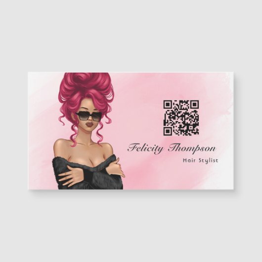 Chique Roze Haar Stylist QR Code (Voorkant)
