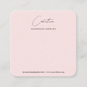 Chique Roze Handgeschreven Script Sieraden Display Vierkante Visitekaartje
