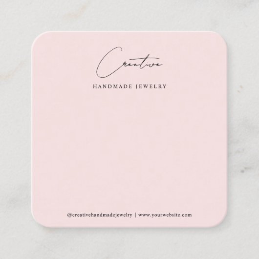 Chique Roze Handgeschreven Script Sieraden Display Vierkante Visitekaartje (Voorkant)