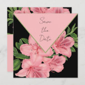 Chique roze hibiscus bewaar de datum save the date (Voorkant / Achterkant)