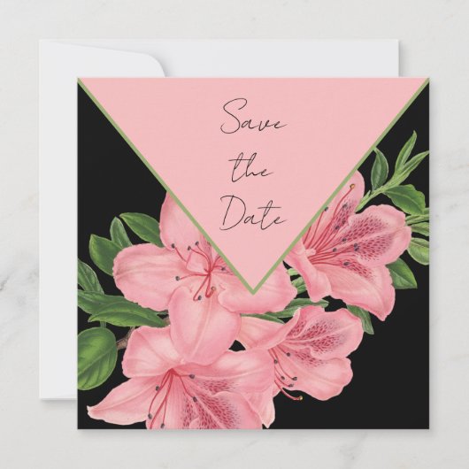Chique roze hibiscus bewaar de datum save the date (Voorkant)