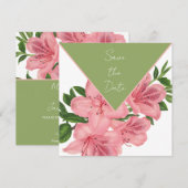 Chique roze hibiscus bewaar de datum save the date (Voorkant / Achterkant)