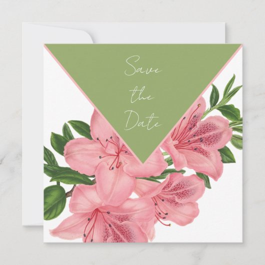 Chique roze hibiscus bewaar de datum save the date (Voorkant)