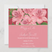 Chique roze hibiscus bewaar de datum save the date (Achterkant)